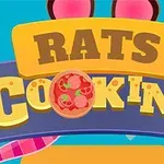 Farverigt logo med teksten Rats Cooking og en pizza i stedet for bogstavet O