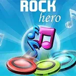 Farverige noder og skiver mod en blå baggrund med teksten Rock Hero øverst