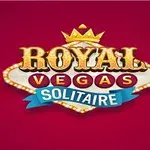 Teksten Royal Vegas Solitaire med en krone over, sat på en rød baggrund