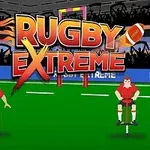 Illustration af to animerede rugbyspillere i røde trøjer på en grøn bane med teksten Rugby Extreme øverst