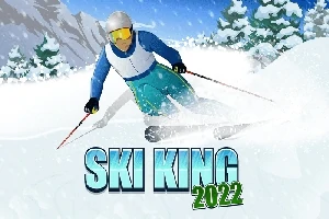 Person på ski i sneklædt landskab med tekst Ski King 2022 i forgrunden