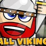 Tegneseriefigur med rødt skæg og hjelm smiler bredt med teksten Small Viking nedenfor