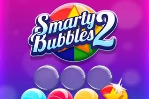 Farverige bobler mod en lilla baggrund med teksten Smarty Bubbles 2 på toppen