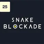 Tekst Snake Blockade i midten med farvede blokke og tal i hjørnerne