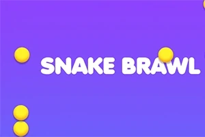 Tekst Snake Brawl på en lilla baggrund med gule cirkler