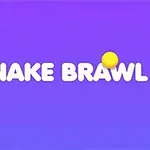 Tekst Snake Brawl på en lilla baggrund med gule cirkler