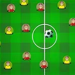 Animation af en grøn fodboldbane med figurer i røde og gule trøjer og en fodbold i midten
