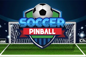 Fodboldmål med et skjold med en fodbold øverst og teksten Soccer Pinball i centrum