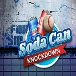 Sodavandsdåser og en baseball på en slidt murstensbaggrund med teksten Soda Can Knockdown
