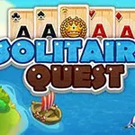 Titlen Solitaire Quest med spillekort i baggrunden samt farverige skibe på havet