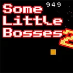 Rød og gul pixelgrafik med teksten Some Little Bosses 2 på sort baggrund