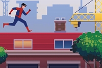 Hop på tage og undgå forhindringer som Spider-Boy
