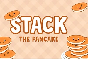 Tegnefilmspannekager med ansigter stablet ovenpå hinanden og teksten STACK THE PANCAKE i midten
