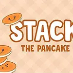 Tegnefilmspannekager med ansigter stablet ovenpå hinanden og teksten STACK THE PANCAKE i midten