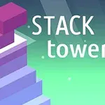 Illustration af en stabel farvede blokke i et gradientbaggrund med teksten STACK tower