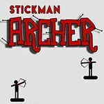 Stickman-figurer med buer og pile samt stor rød tekst øverst