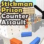 Blå stickman-figur holder et våben i et bymiljø med containere og høje bygninger i baggrunden