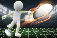 Kombination af løbespil og rugby spark spil