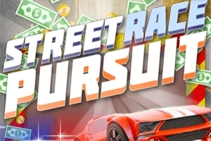 Titelgrafik for Street Race Pursuit med en rød sportsvogn og pengesedler i baggrunden