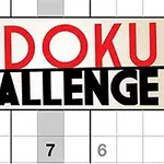 Tekstens Sudoku Challenge i rød og sort skrifttype over et delvist udfyldt Sudoku-gitter