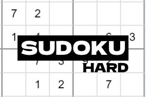 En delvist udfyldt Sudoku-puslespil med teksten Sudoku Hard i fokus
