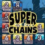 Farverige nummererede blokke arrangeret i et gitter med teksten Super Chains i midten