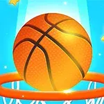 Basketbold går gennem en orange kurv med stjerner i baggrunden