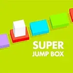 Hvide, farverige bokse på en lysegrøn baggrund med teksten SUPER JUMP BOX