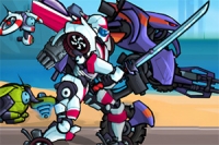 Robot-skydespil med side-scrolling eventyr