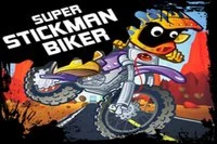 Stickman elsker at køre sin motorcykel gennem ujævnt terræn og bakker