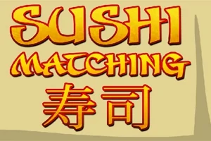 Tekst Sushi Matching med japanske tegn på en beige baggrund