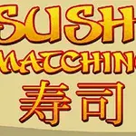 Tekst Sushi Matching med japanske tegn på en beige baggrund
