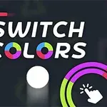 Farverige cirkler og linjer med teksten Switch Colors på en mørk baggrund