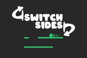 Hvid tekst Switch Sides med pile, grønne linjer og cirkler på en sort baggrund
