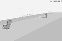Hjælp din dinosaur med at undgå udryddelse i dette sjove 3D T-Rex spil