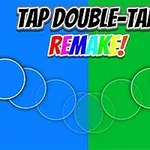 To halvdele i blå og grøn med overlappende cirkler og teksten Tap Double-Tap Remake!