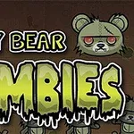 Tegneserieagtig grafik med zombiebjørne og teksten Teddy Bear Zombies
