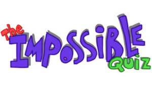 Farverige bogstaver danner teksten The Impossible Quiz med en hvid baggrund