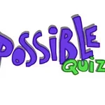Farverige bogstaver danner teksten The Impossible Quiz med en hvid baggrund
