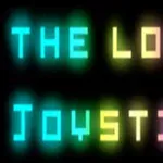 Teksten The Lost Joystick i neonfarver på sort baggrund