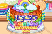 Bag en sød regnbue i Tiny Baker Rainbow Buttercream Cake