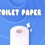 Rulle toiletpapir på blå baggrund med teksten Toilet Paper i hvide bogstaver