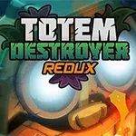 Titellogo med teksten Totem Destroyer Redux over et stiliseret totemansigt med lysende øjne
