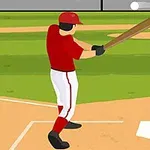 En baseballspiller i rødt tøjudstyr står klar til at slå en bold, mens en anden spiller kaster bolden i baggrunden