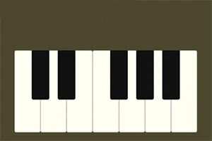 En illustration af et klaverkeyboard med sorte og hvide tangenter