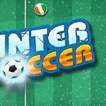 Tekst med ordene Winter Soccer i iskrystal-stil på grøn baggrund med to fodboldikoner med flagdetaljer