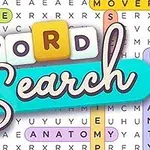 Ordgåde med farvede fremhævede ord og teksten Word Search i midten