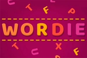 Farverige bogstaver på en pink baggrund med ordet WORDIE fremhævet