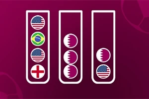 Tre reagensglas indeholder flag fra forskellige lande på en lilla baggrund