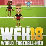 Tegneseriefigurer spiller fodbold på en grøn bane med en målmand i et rødt mål